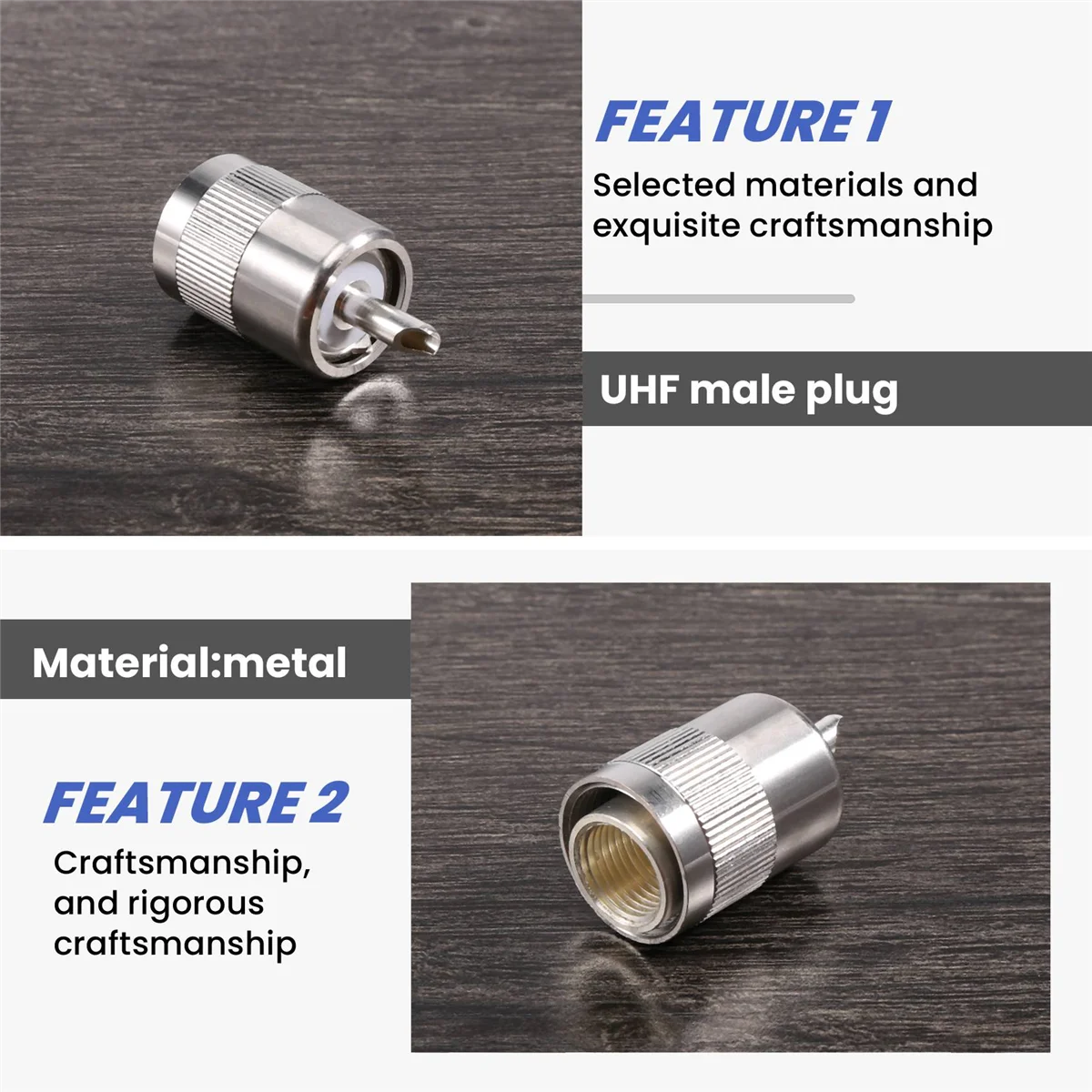 ขั้วต่อ UHF ตัวผู้ปลั๊ก PL259บัดกรี RG8 RG213สายไฟ7D-FB สีเงิน10ชิ้น