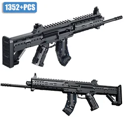 Military MOC 1352pcs QBZ-191 Gun Model Building Blocks Assemble Bricks DIY Automatic Rifle Toys For Children Boys Gifts