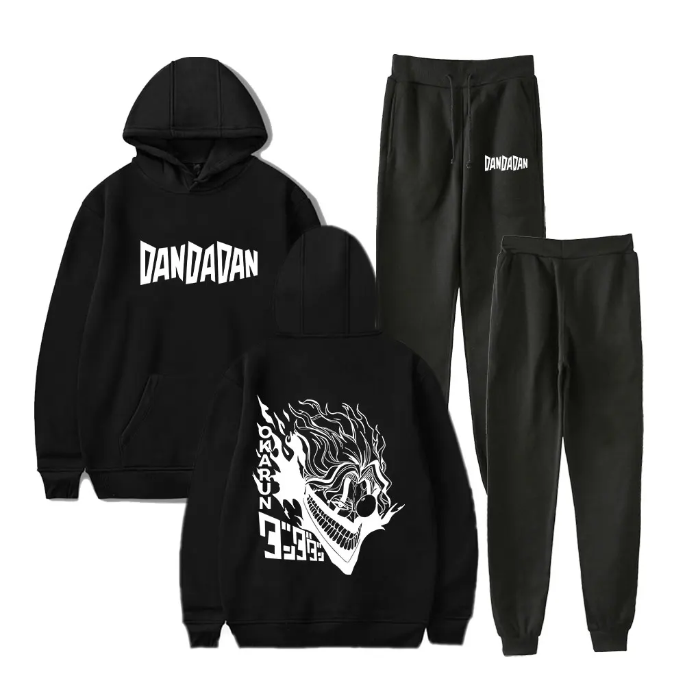 Anime Dandadan Okarun Hoodies Jogger Pants Harajuku Two Piece Set Sweatshirts and Sweatpants Women Men's Set