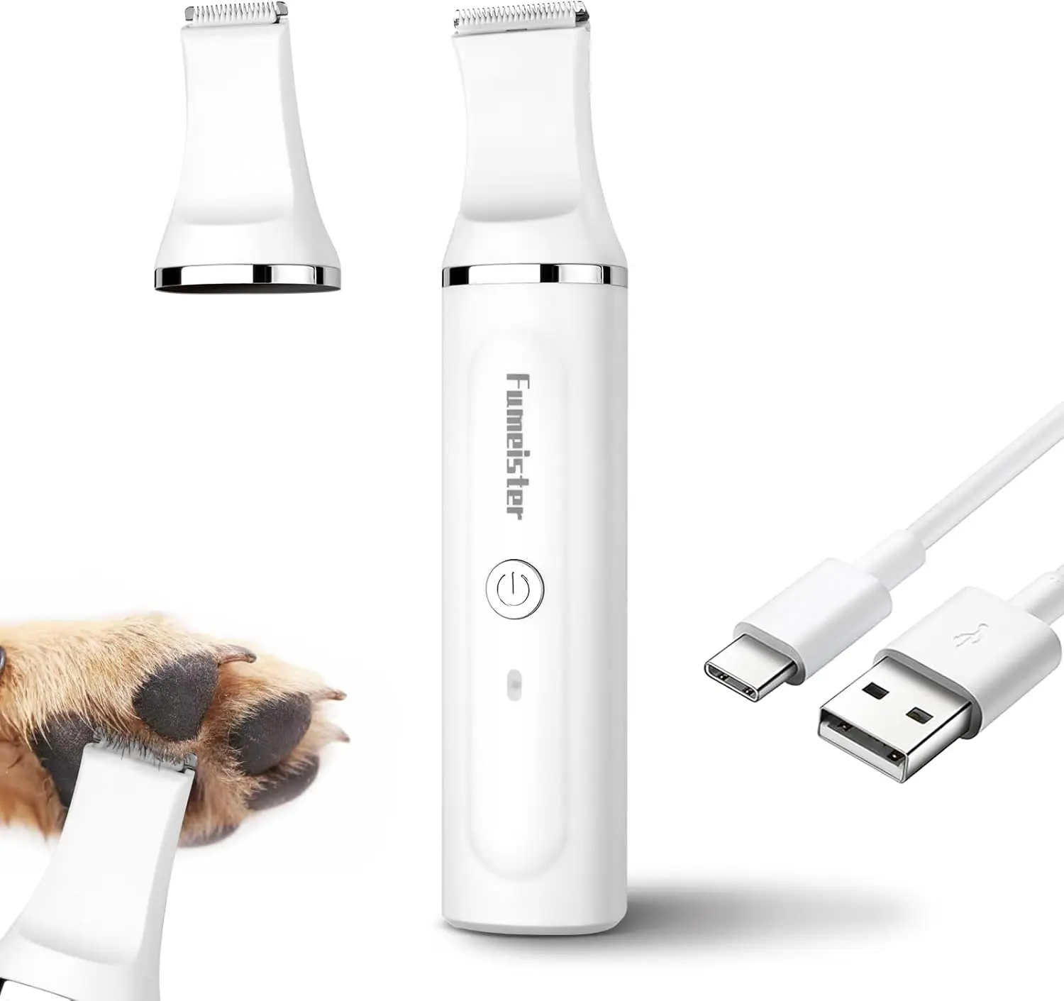 

Cordless Dog Clippers, Low Noise Pet Hair Trimmer with Type-C Charging, Waterproof for Paws & Eyes, White