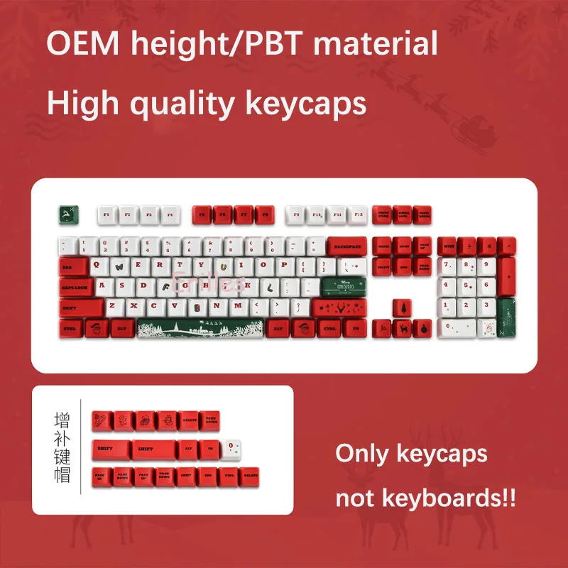 Keyboard keycap full set of box 117 keys OEM high thermal sublimation key caps 61/104 key matching mechanical key caps for gamer