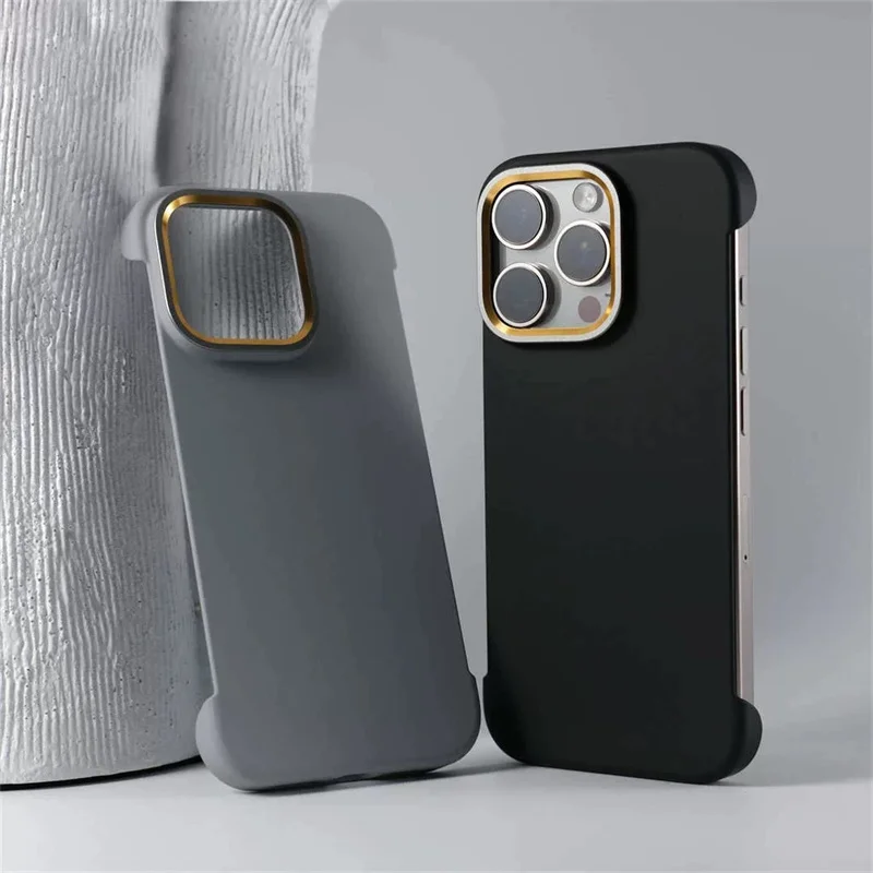 Ultra Thin Desert Gold Magnetic Case For iPhone 13 14 15 16 Pro Max Plus For Magsafe Wireless Charging Frameless PC Hard Cover
