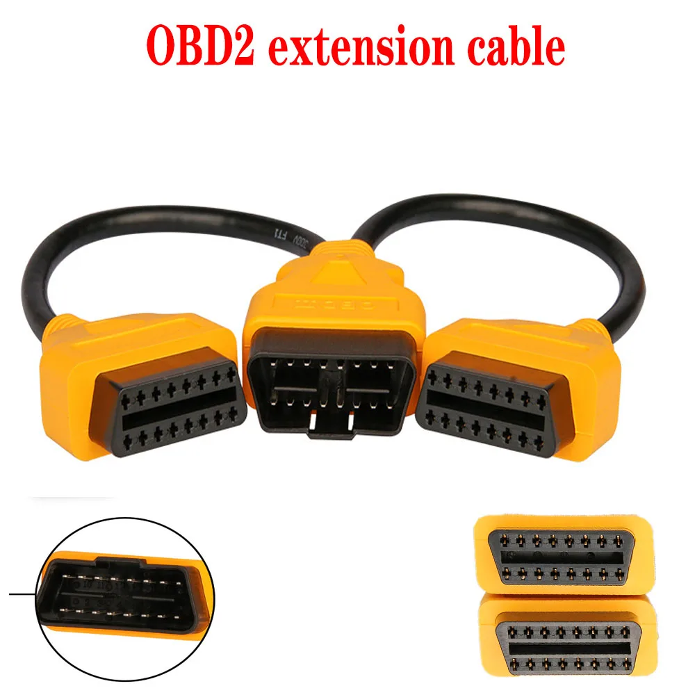 

30cm 16Pin OBD2 Connector Cable Male to Dual Female Y Cable OBDII Splitter Extension Cable 1-2 Car Diagnostic Cable