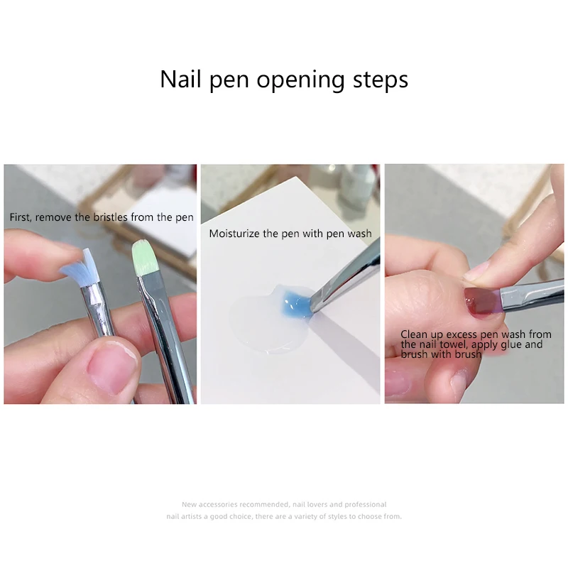 แปรงเล็บสําหรับ 3D แกะสลักเล็บ Art แปรงเล็บปากการอบหัวปากแบนกลีบพิเศษภาพวาดปากกาเล็บเครื่องมือ