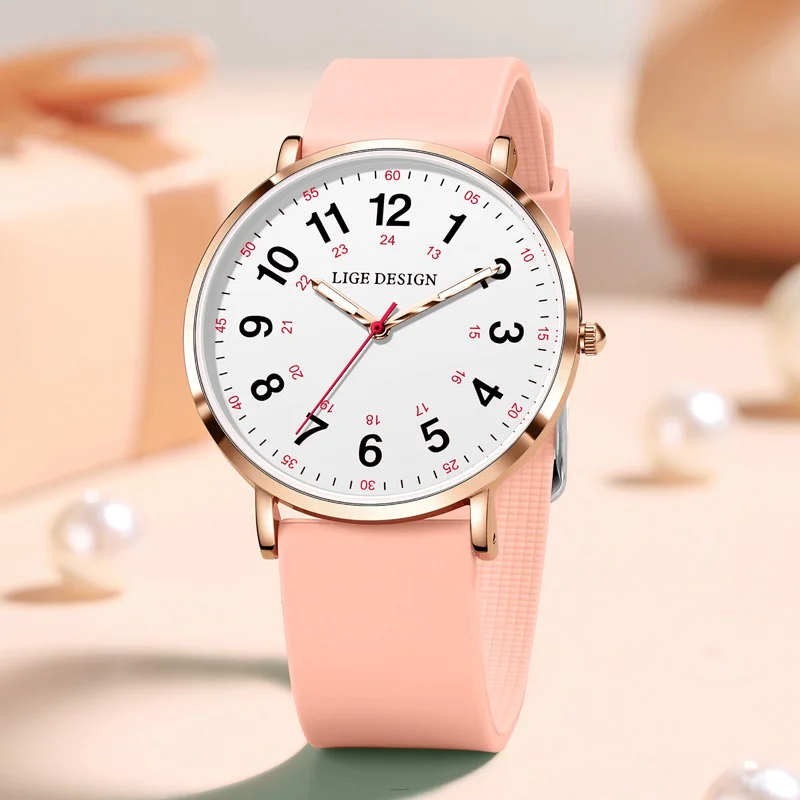 LIGE Quartz Watches for Women Ultra-Thin Ladies Luxury Fashion Women's Wristwatch Luminous Silicone  Reloj Mujer Bracelet Clock
