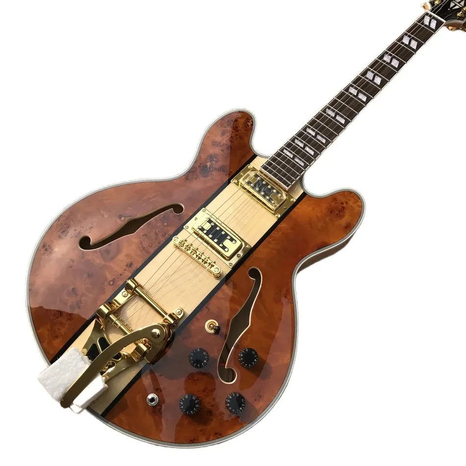 Made in China, 335 jazz electric guitar, rosewood fingerboard, 2 pickups, real picture Gold hardware,