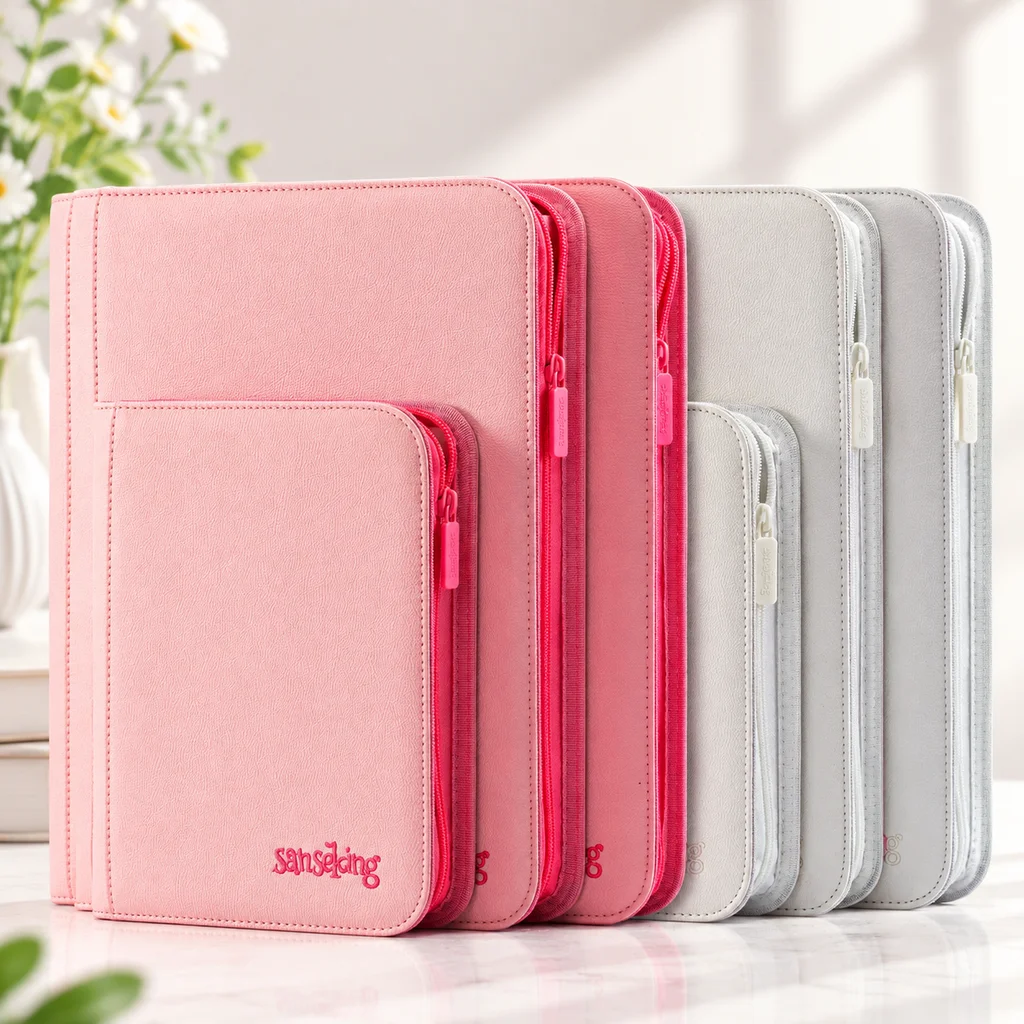 For PTCG Premium Zipper 4 9 12 Pocket PU Card Binder Aesthetic Pink White Album Trading Card Collection Fan Photo Storage Folder