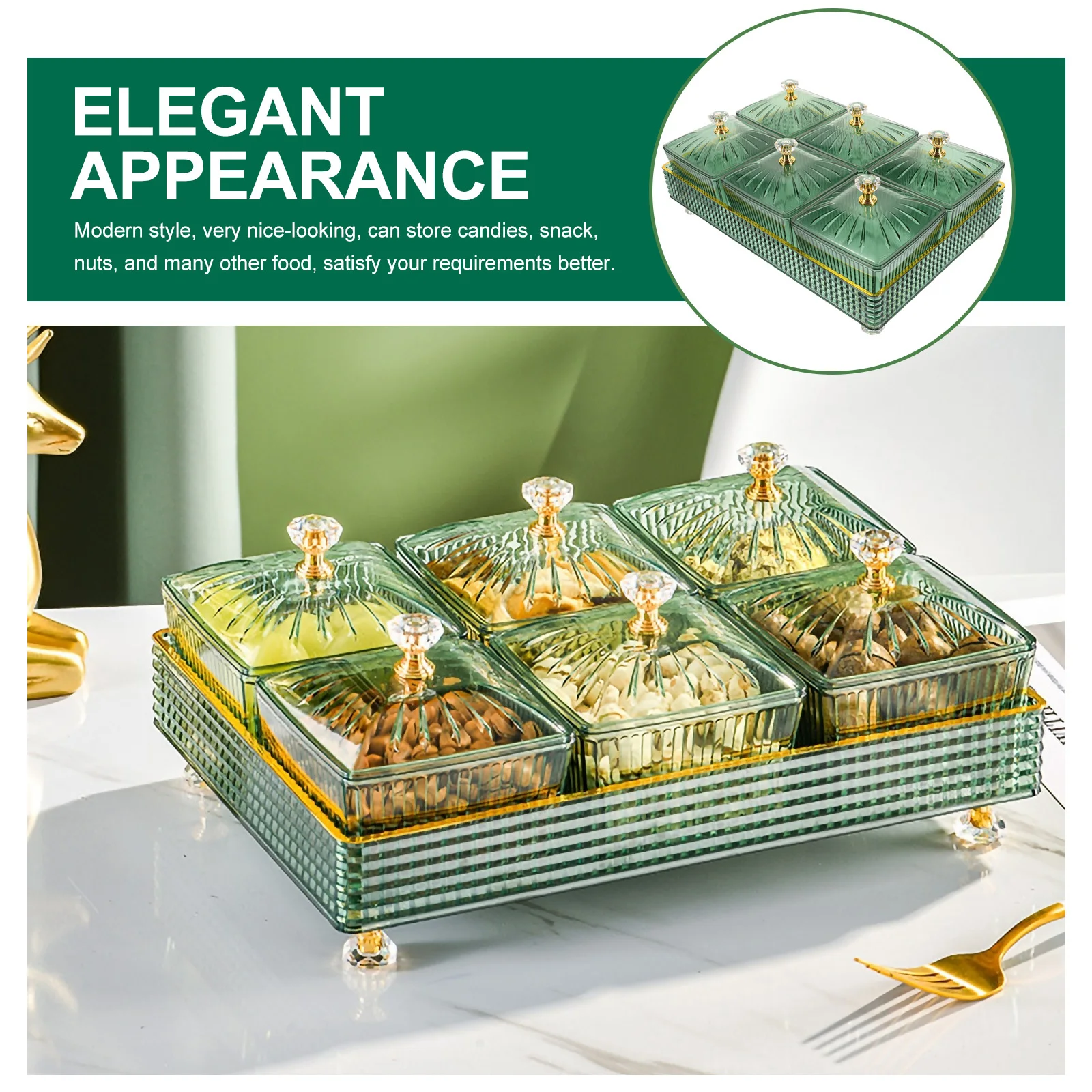 

1 Set Snacks Dish Serving Plate With Tray For Dried Fruit Candy Nuts Party Wedding Snack Tray Fruit Plate Kitchen Serving Dish