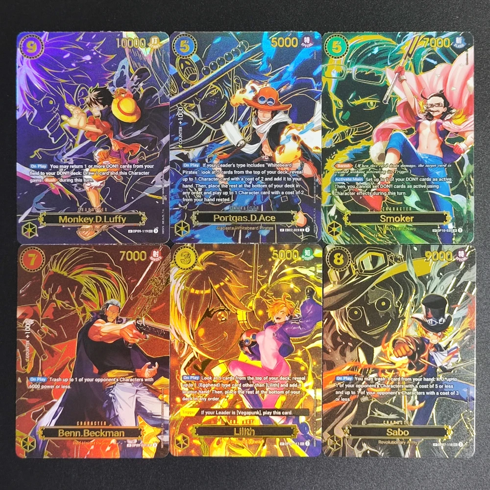 

Self Made One Piece OPCG TCG Английский/Японский курильщик Ace Luffy Beckman Lilith Sabo Коллекция штамповки золотой фольгой Игрушка-флеш-карта