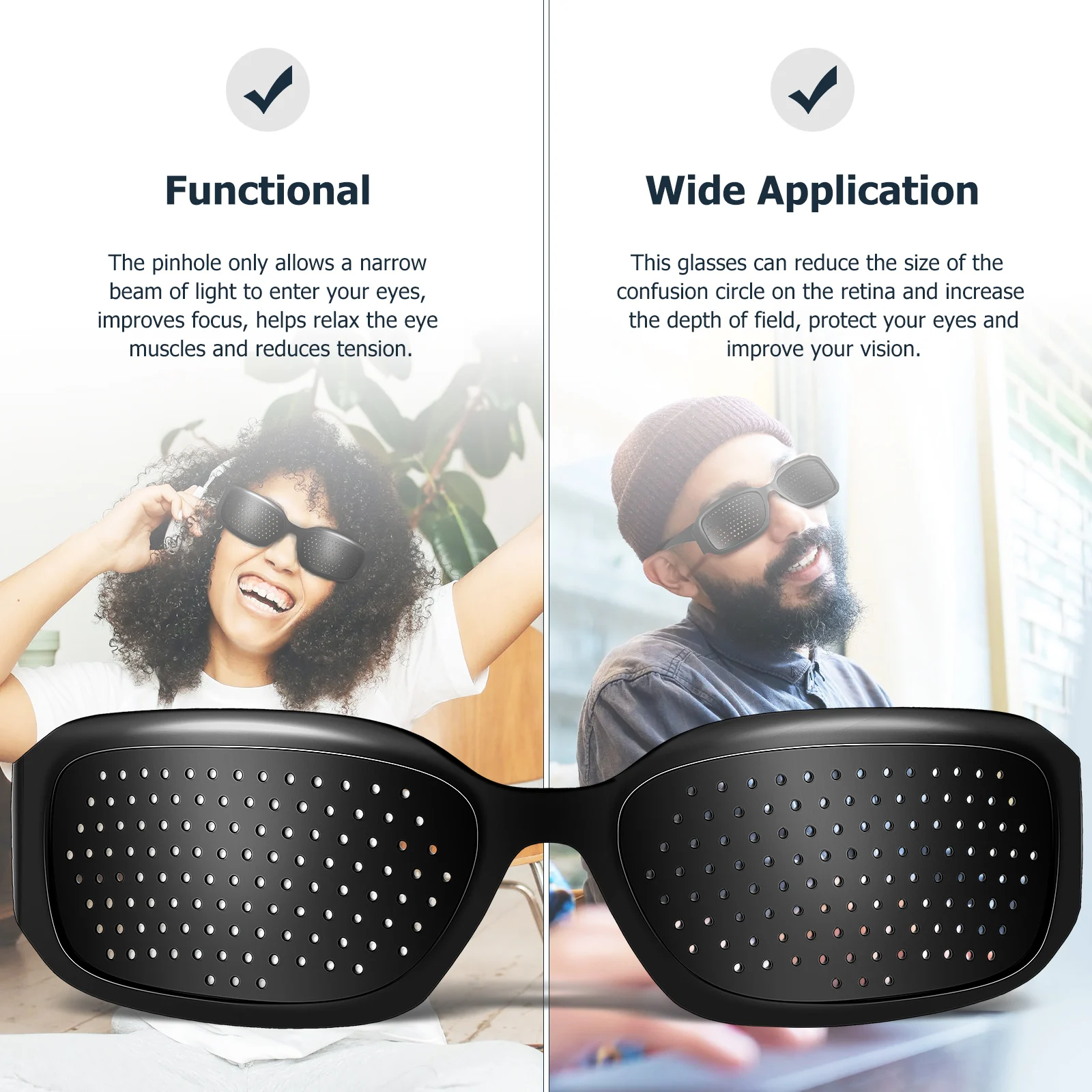 

2Pcs Pinhole Glasses High-grade PC Vision Correction Anti-fatigue Ergonomic Design Suitable Adults Children Nearsightedness