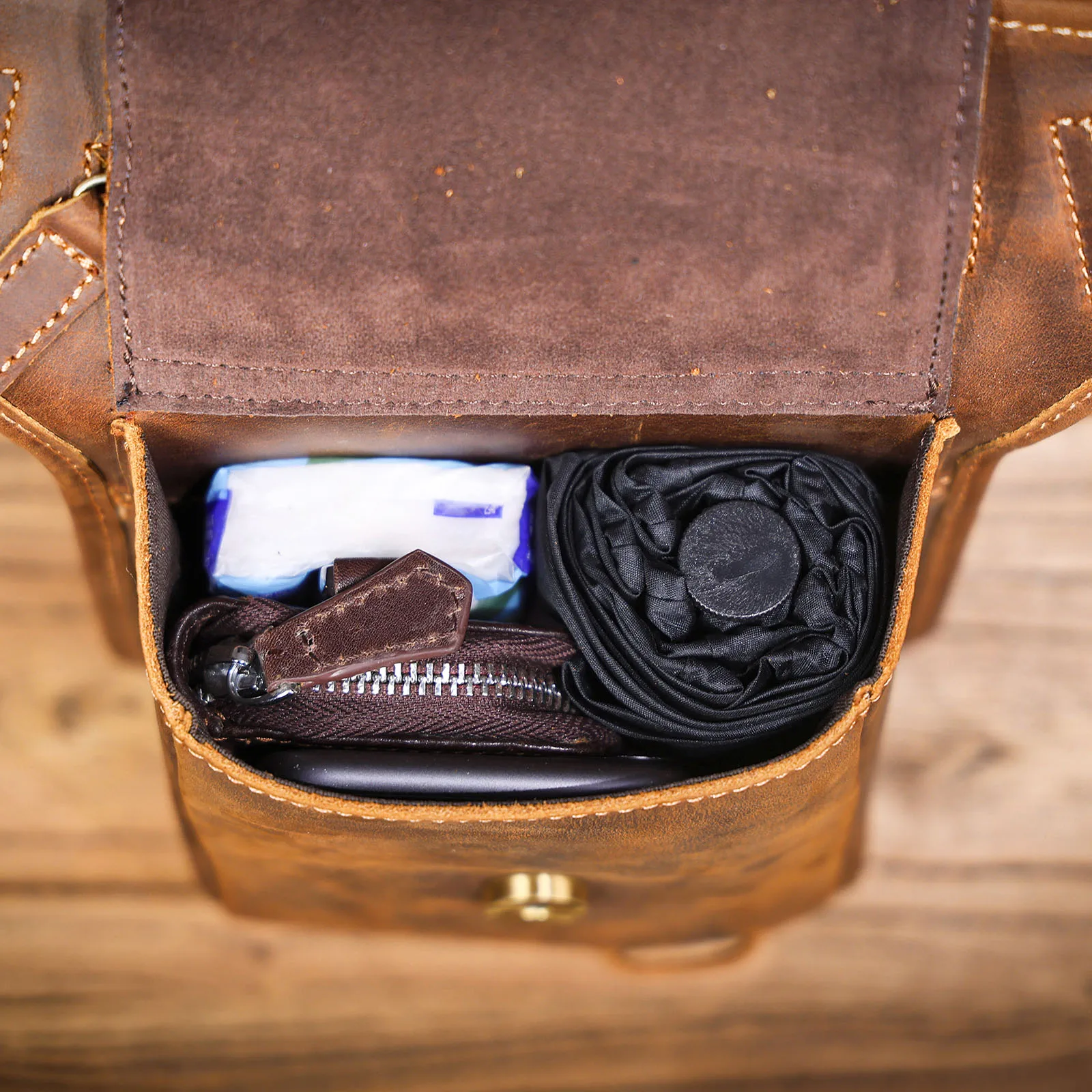 Vintage Herren Echtes Leder Taille Tasche Casual Schulter Taschen Top Schicht Rindsleder Outdoor Handy Holster Crazy Horse Leder – Detail 17