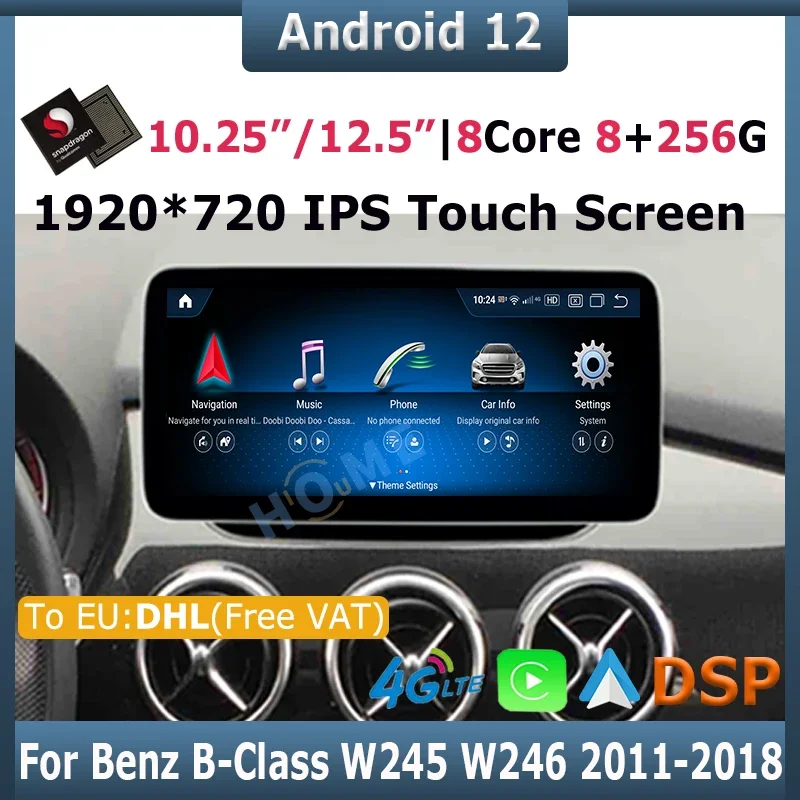 

10.25/12.5" 6+128G Snapdragon Android 11 Car GPS Radio for Mercedes Benz B-Class W246 B200 B180 B220 B260 2011 to 2018 Carplay