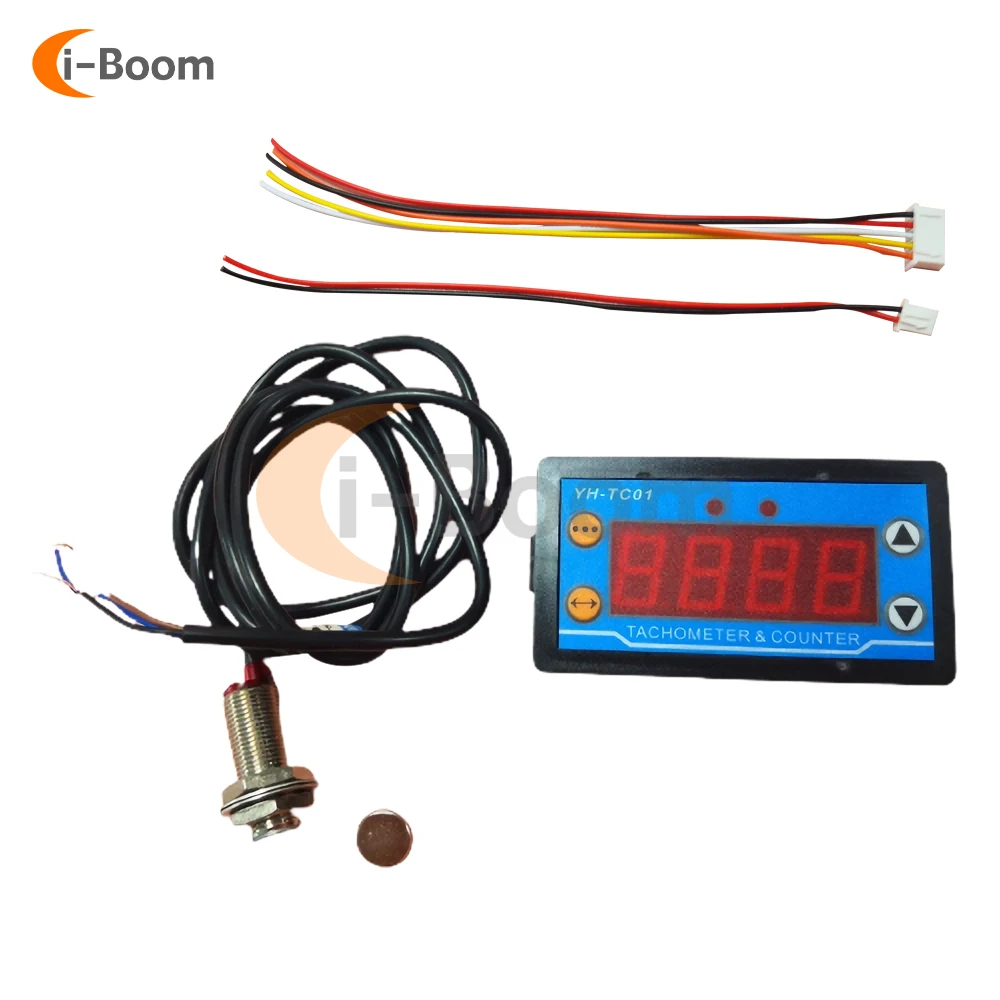 DC9-24V 4 Digital Tachometer High-Precision LED Digital Speed Meter and Hall Proximity Switch Sensor YH-TC01