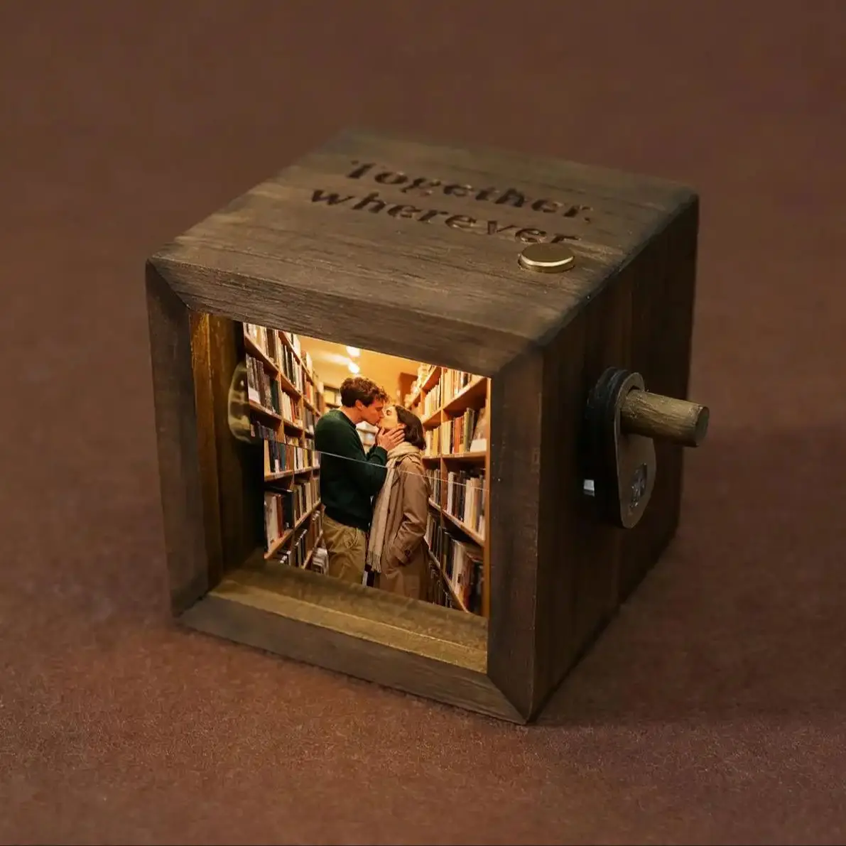 Personalized Photo Flipbook Animation Box,Custom wood Photo Book with Light,Crank Photobox Picture Box,Creative Anniversary gift