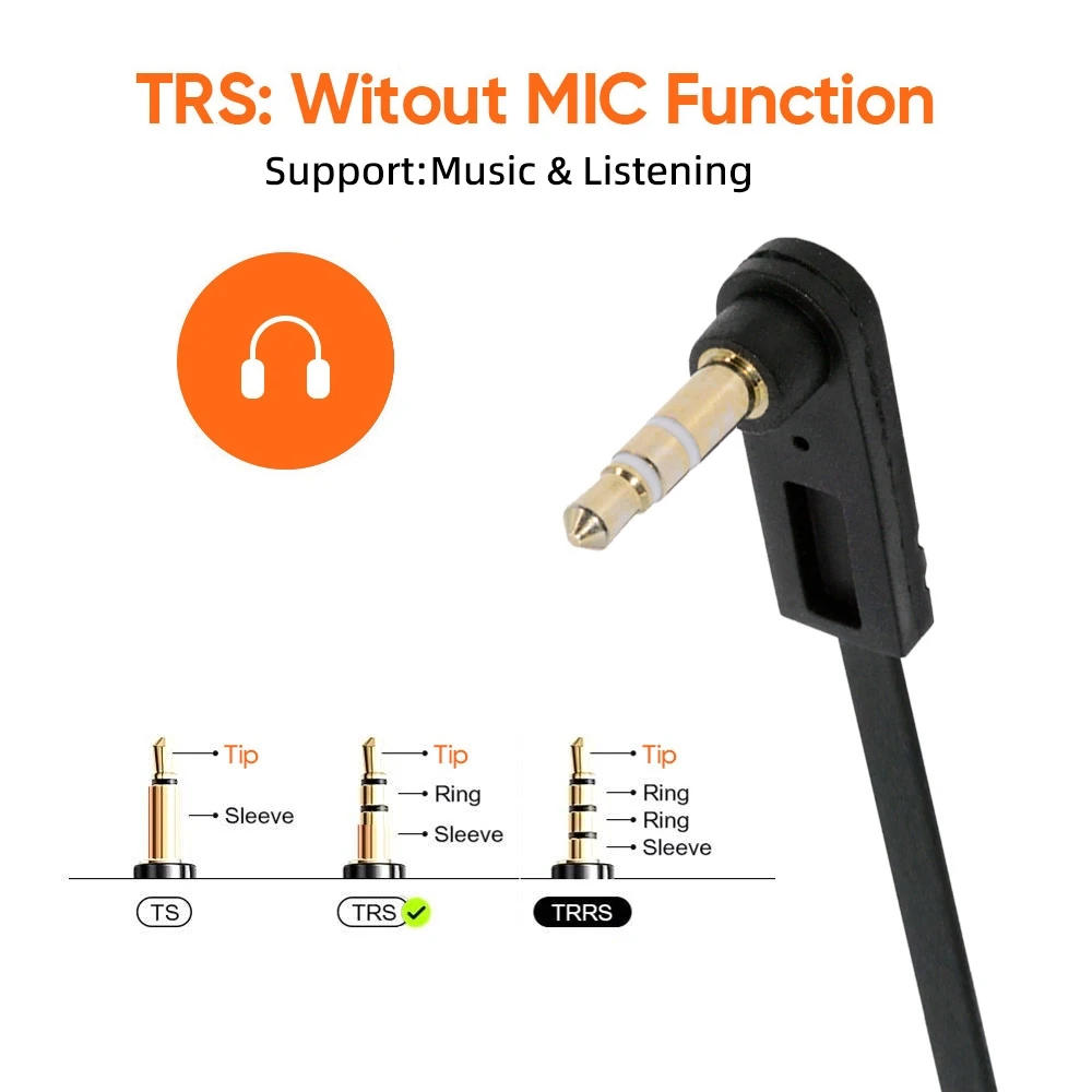 AUX 3.5mm 4 Poles Audio Stereo Male to Male Extension Cable 3.5mm jack Cable Ultra Slim Flat 90 Degree Right Angled 15cm