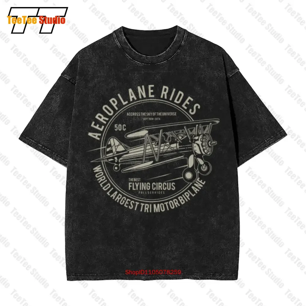 Airplane Rides Worlds Largest Bi Plane Vintage Oversized T-Shirt UQK0