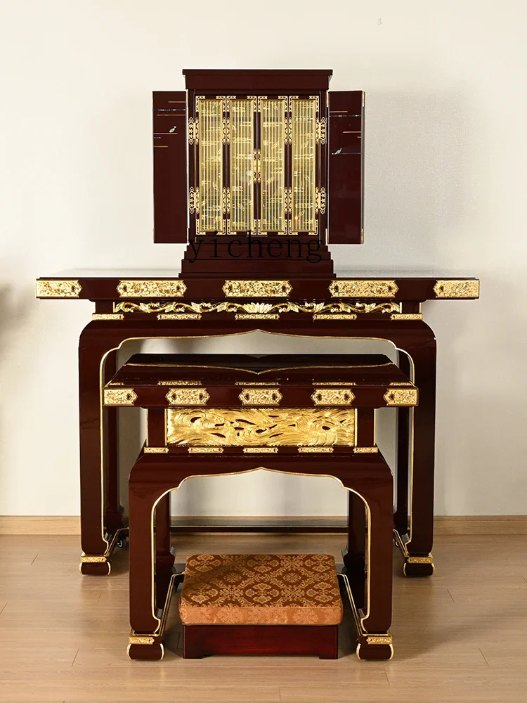 X1 Household Buddha Shrine God Table God of Wealth Bodhisattva Incense Burner Table Chinese Solid Wood