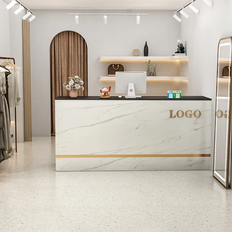 

Роскошная стойка регистрации клиента, центральная стойка регистрации, косметика, закаленная стойка, вспомогательная парикмахерская, салон, эстетический Escritorio, домашний бар