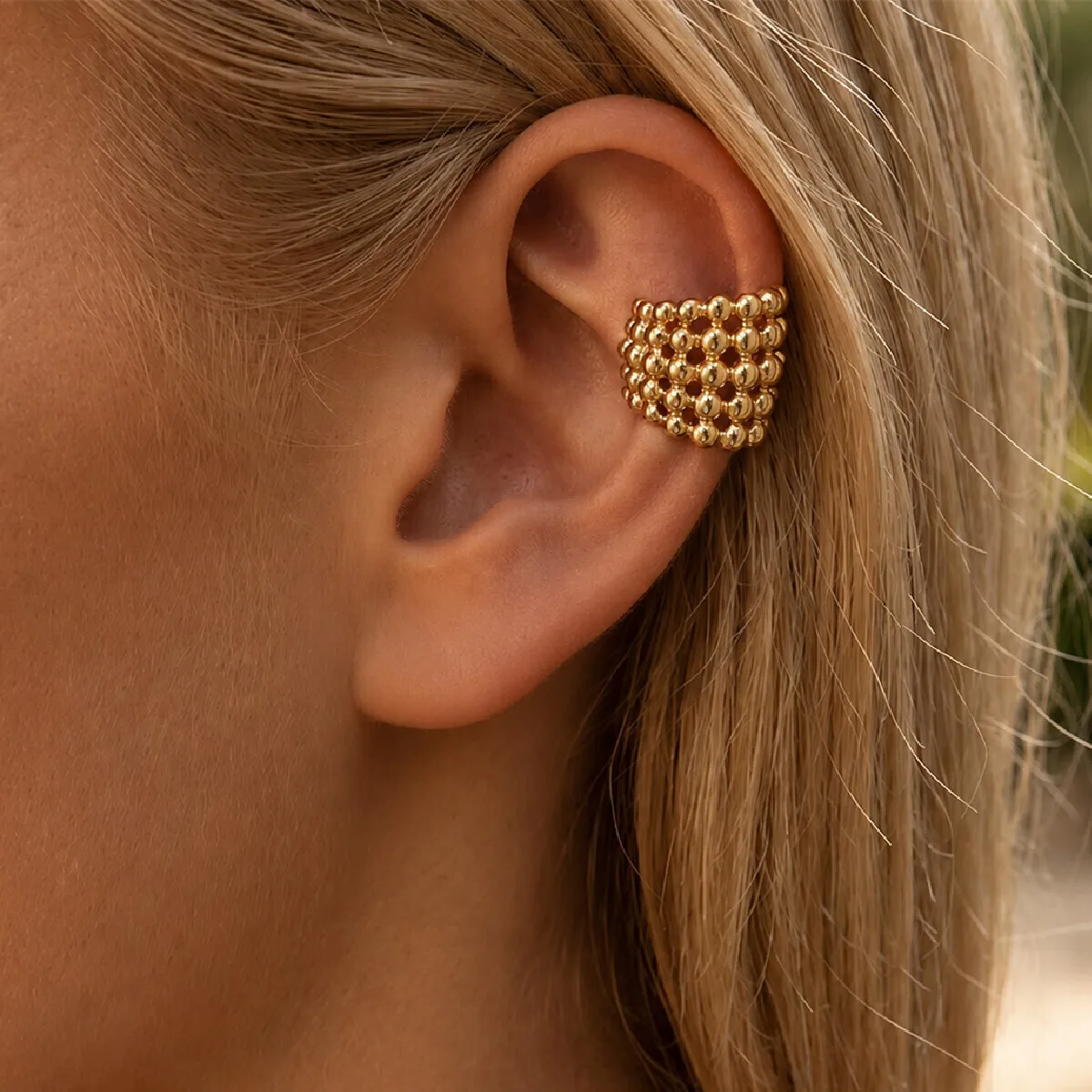 SHIXIN Classic Trendy 18K Gold Plated Ear Clips Women Geometry Waterproof Stainless Steel  Non Piercing Earrings Party Jewelry
