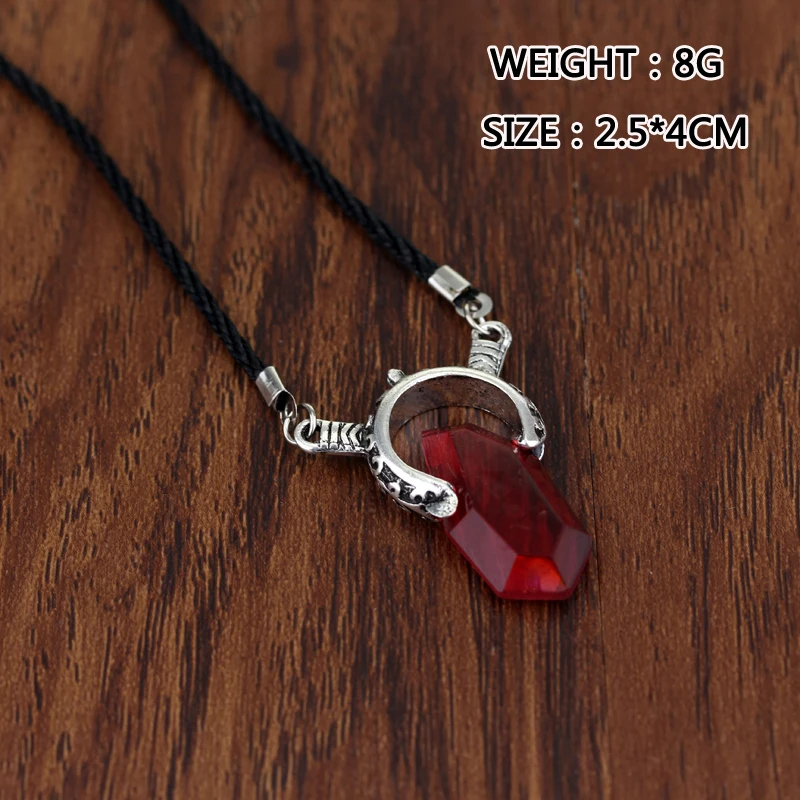 Trendy DMC Devil MayCry 5 Dante Pendant Necklace Red Blue GEM Cosplay Necklaces Long Rope Chain Vintage Gifts for Women Men image 5