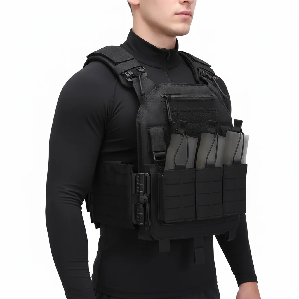 Tactical Vest - Versatile outdoor lightweight vest Hunting Support Adjustable MOLLE vest with three magazine bags