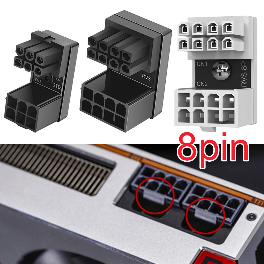 1 Stuks Atx 8 Pin Vrouwelijk Naar Mannelijk 180 Graden Schuine Draaiende Connector Voedingsadapter Elleboogkop Voor Desktop Grafische Videokaart Gpu