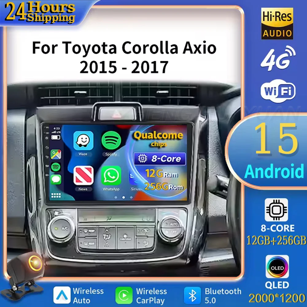For Toyota Corolla Axio Fielder 2015 2016 2017 Android 15 Car Radio Multimedia Player Android Auto Carplay Head Unit Navigation