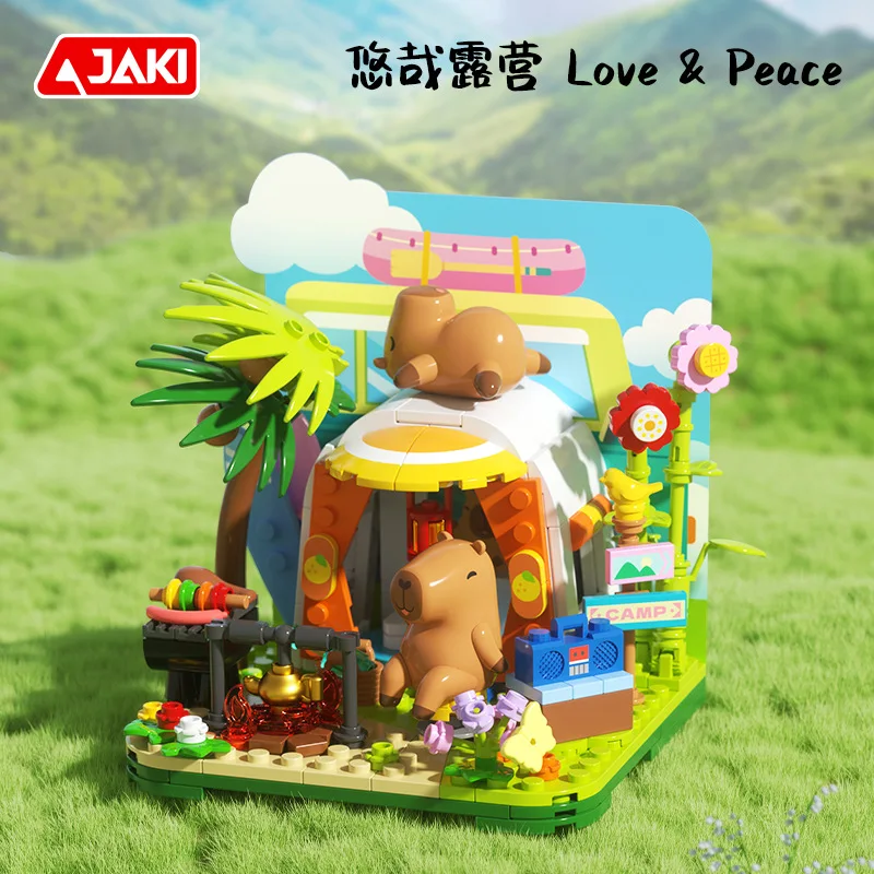 Décennie s de construction Pinlepai Jaki Capybara pour enfant, briques, ensembles de nuit, figurines Street View, jouets animaux