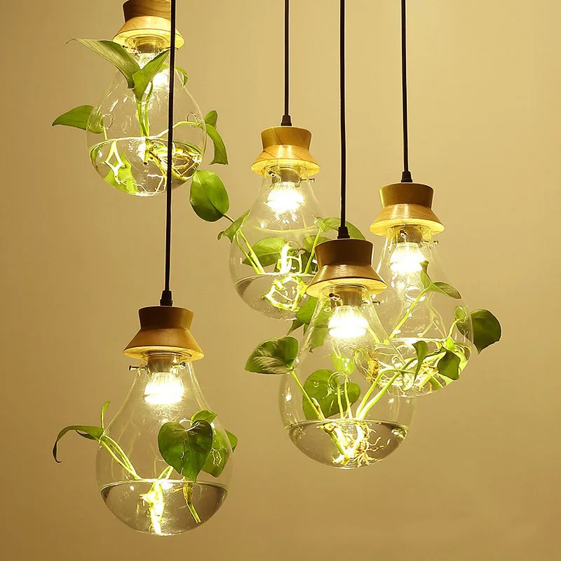 

Nordic Creative Restaurant Bar Chandelier Modern Minimalist Balcony Window Water Plant Glass Pendant Light Ceiling Lamp