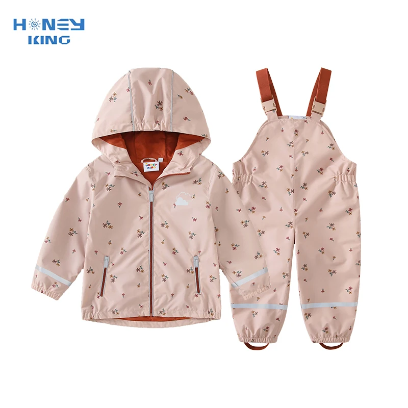HONEYKING Baby Raincoat Suit Children's Clothing Set Waterproof Overalls Boys Girls Jumpsuit Jacket And Pants Combo for Kids