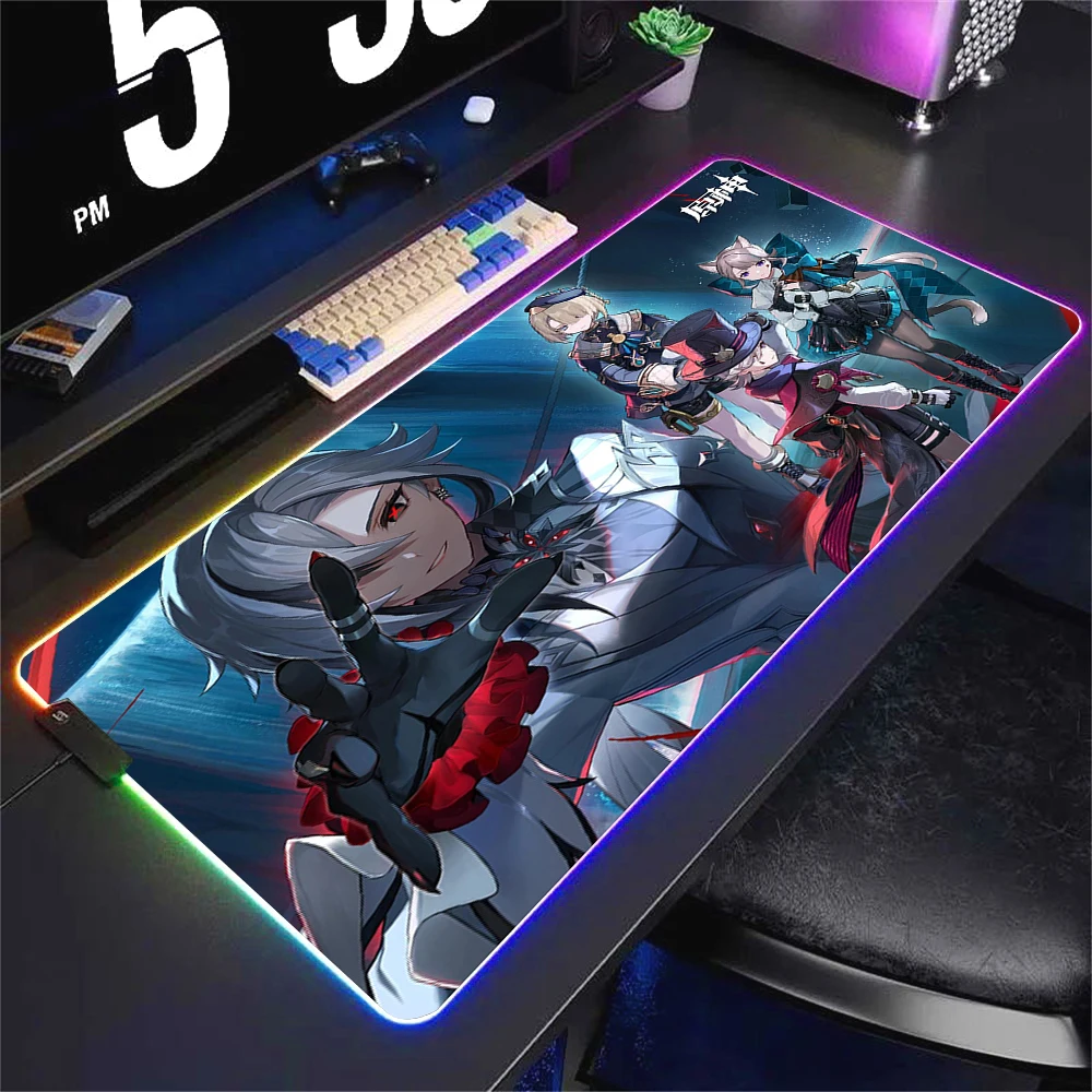 RGB Genshin impact Gamer Mouse Pad Wanderer Anime Mousepad LED Glowing Mouse Mats Rubber Gaming Computer Luminescence Mausepad