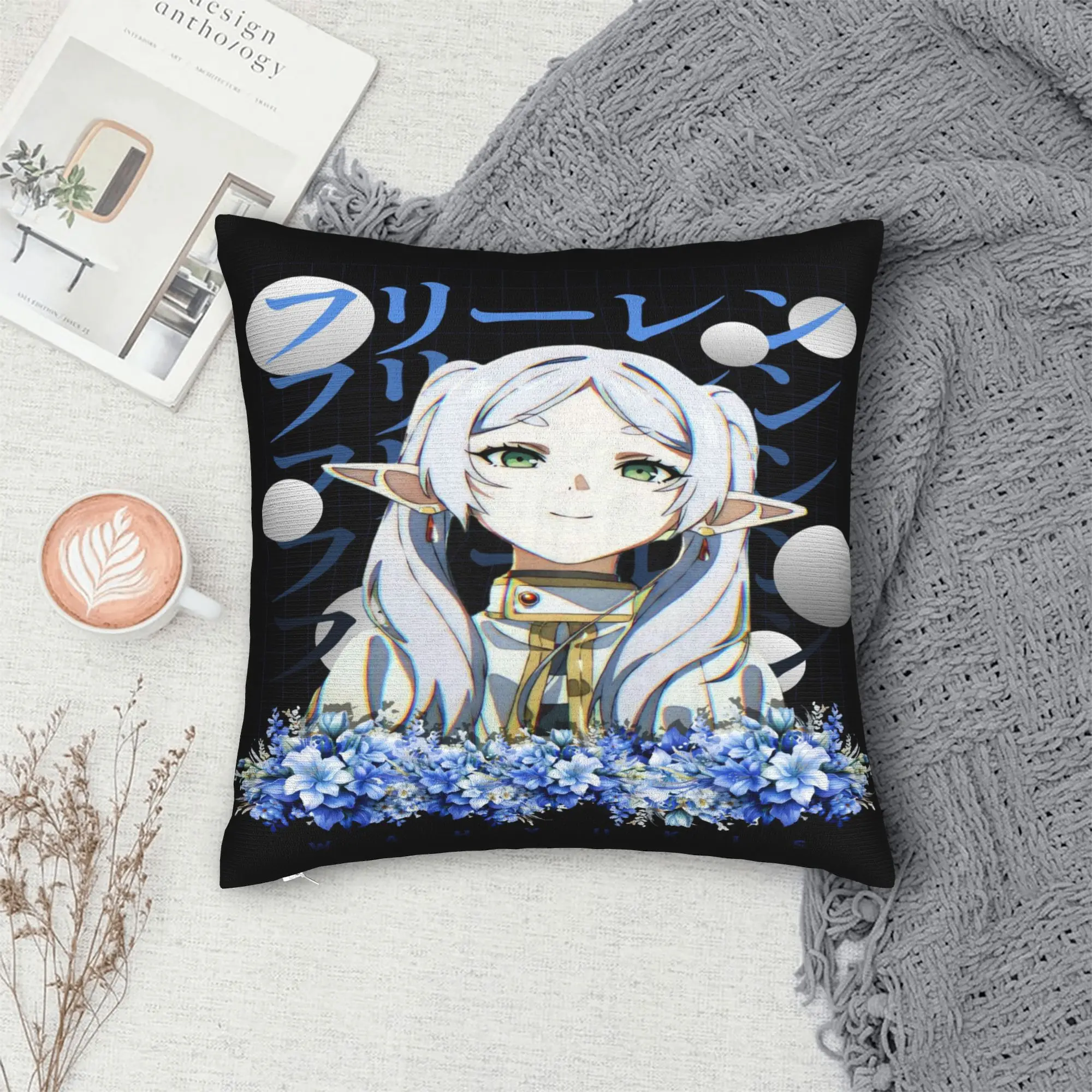 Frieren Beyond Journeys Pillow Cover  Vintage Pillow Case For Living Room Chair Soft Pillowcases Gift