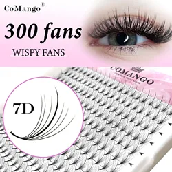 CoMango 7D Wispy Premade Fans Eyelash Extension C/D Curl Pointy Base Premade Hybrid Fan Lashes Faux Mink Wispy Fans Wholesales