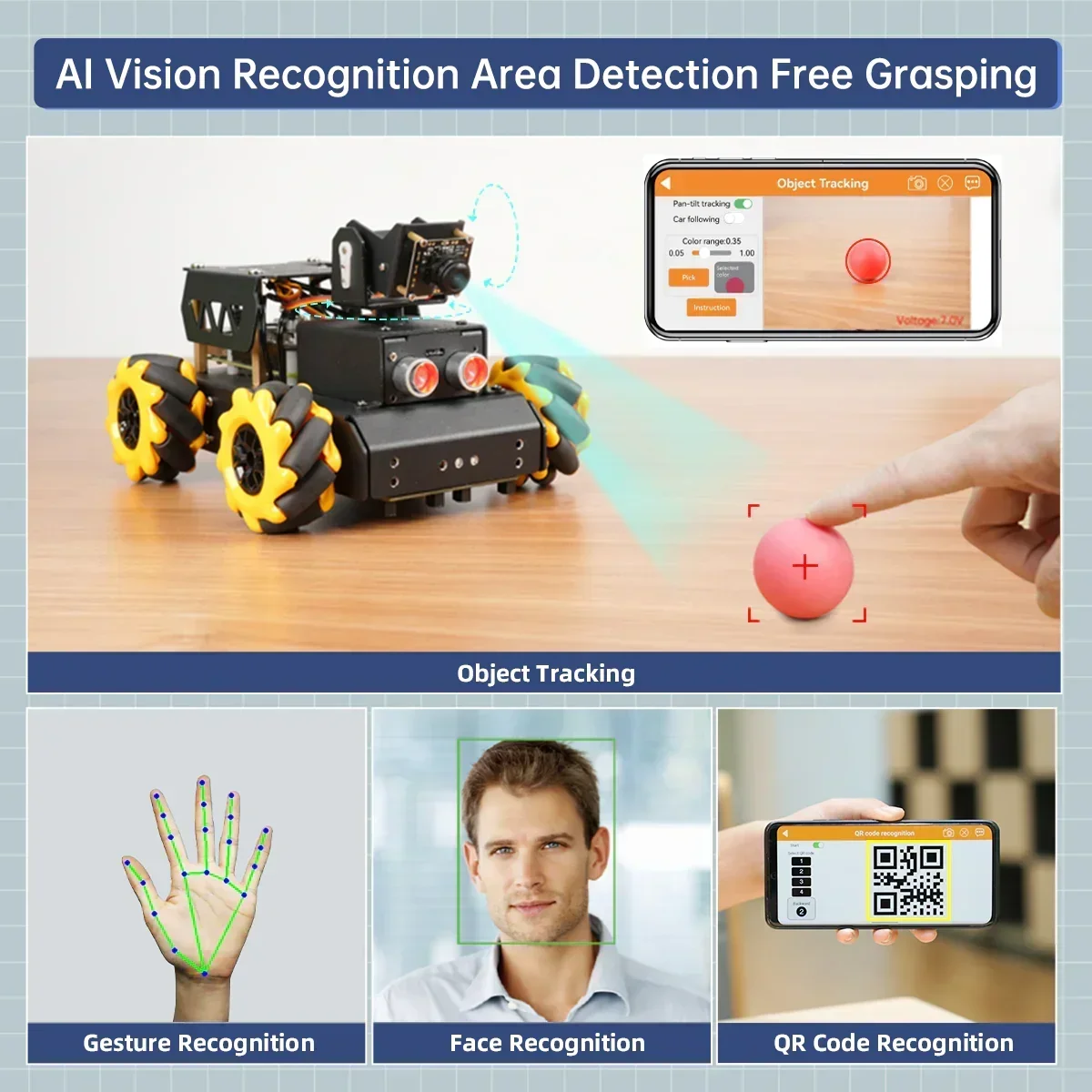 سيارة روبوت تعليمية جديدة Hiwonder TurboPi Raspberry Pi ROS تدعم ChatGPT، والتفاعل الصوتي لترميز المدرسة #4