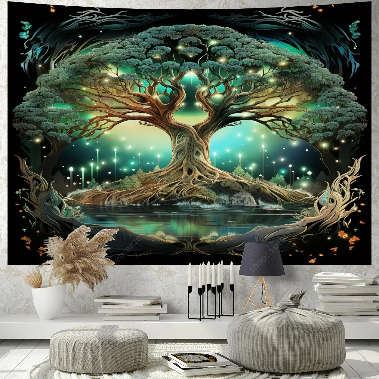 Trippy Psychedelic Tree Of Life Tapestry Wall Hanging Room Decor Aesthetic Wishing Tree Large Mandala Witchcraft Boho Tapestries