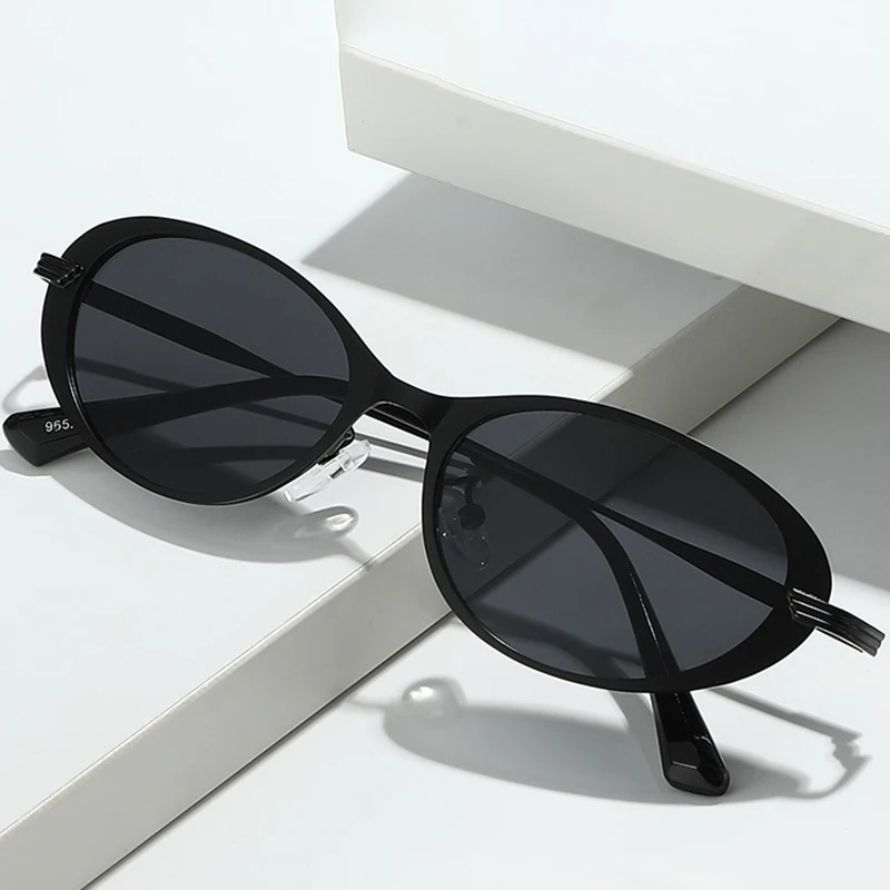

Ladies' new fashionable metal framed sunglasses retro oval sunglasses Instagram high-end vacation street photography sunglasses