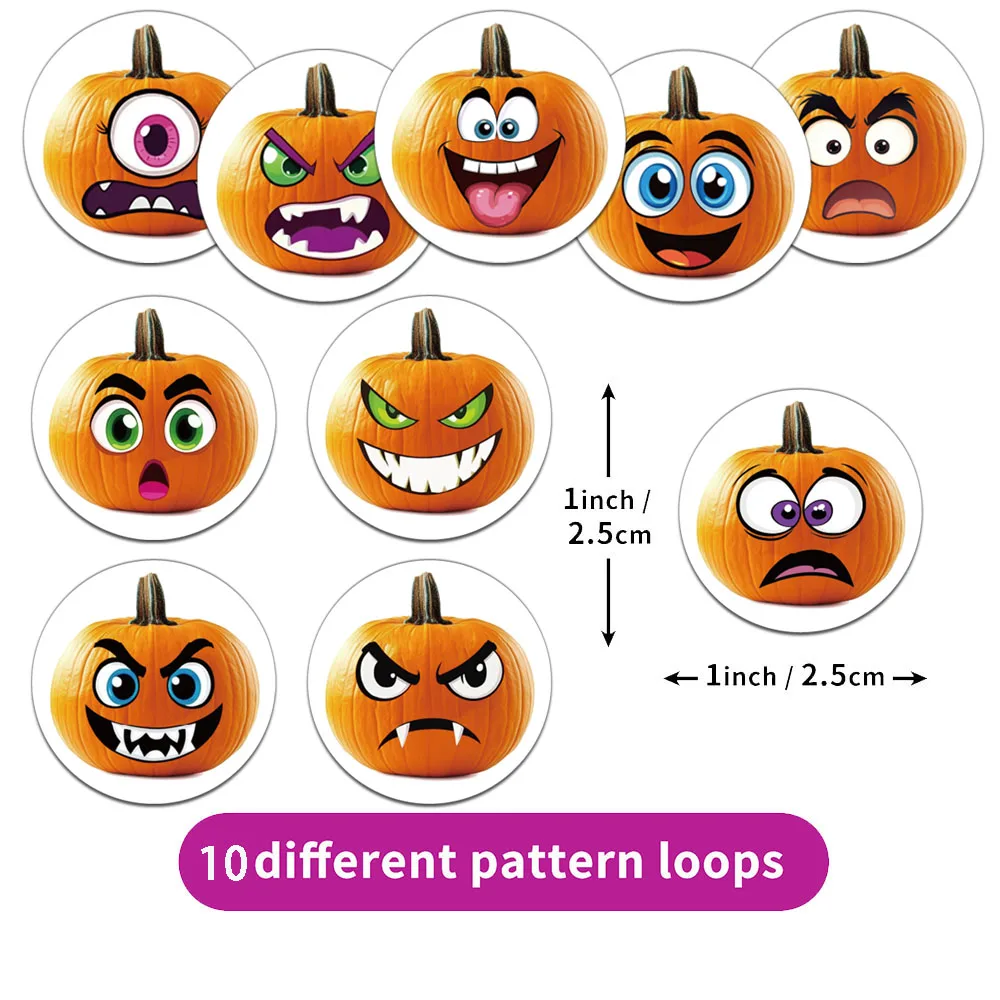 500PCS Creative Halloween Pumpkin Roll Sticker Helmet Decoration DIY Water Cup Phone Case Personalized Stickers