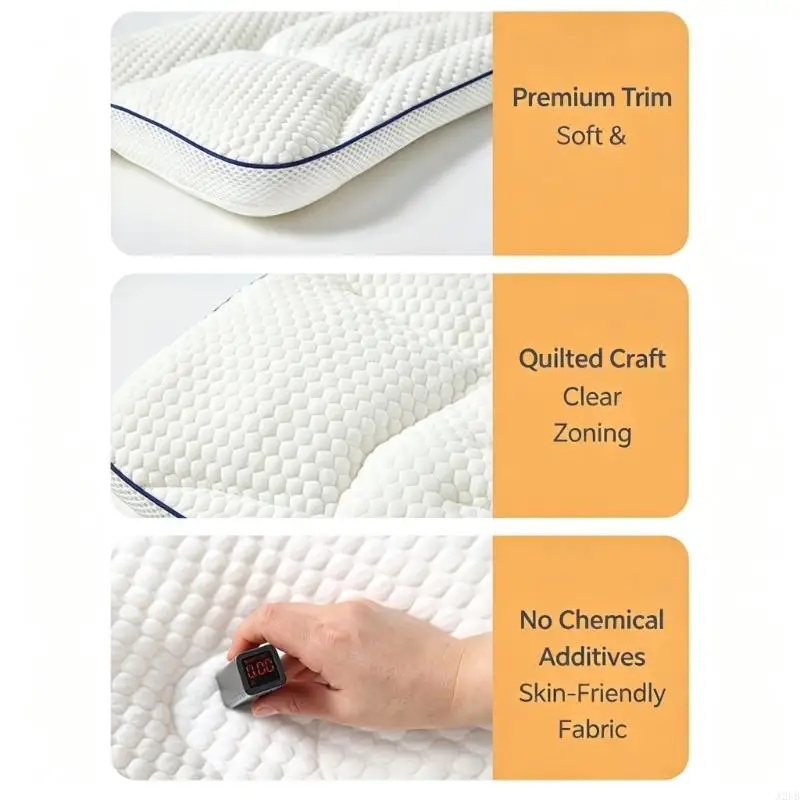 Kids Shaped Sleep Pillow with Zoned Air-Layer Fill, Neck Support for Back, Side, and Stomach Sleeping Positions A2UB