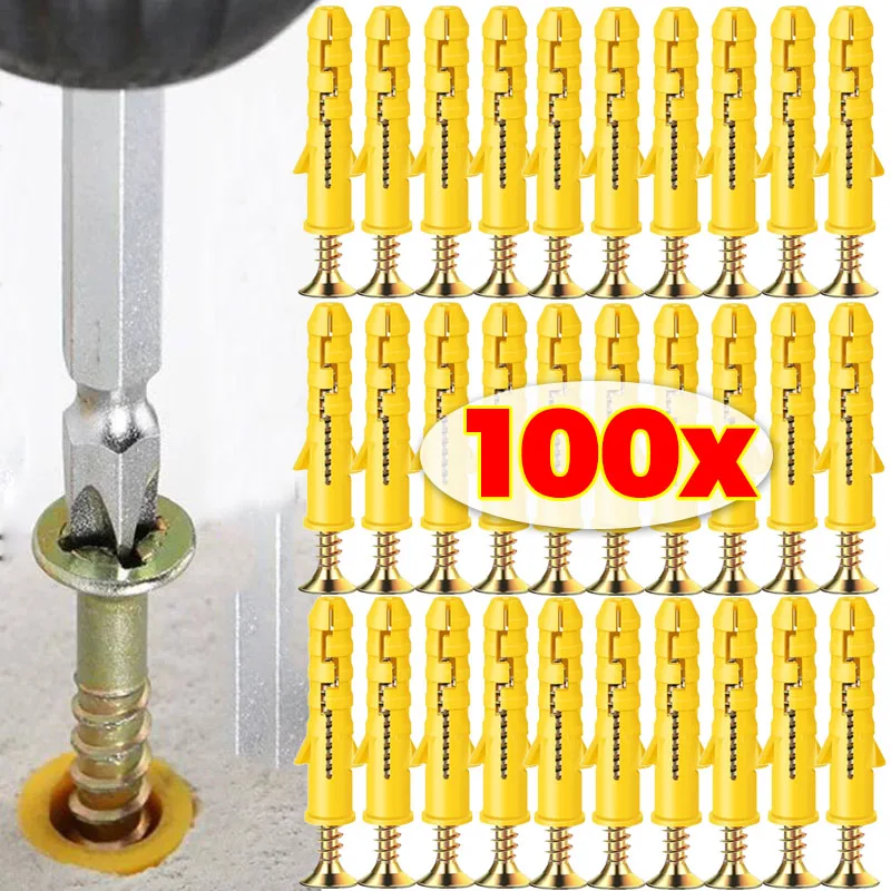 

50/100x металлический саморез, пластиковая расширительная трубка, пробка для сверления, анкерные винты для гипсокартона, крепеж, аксессуары для домашней фурнитуры