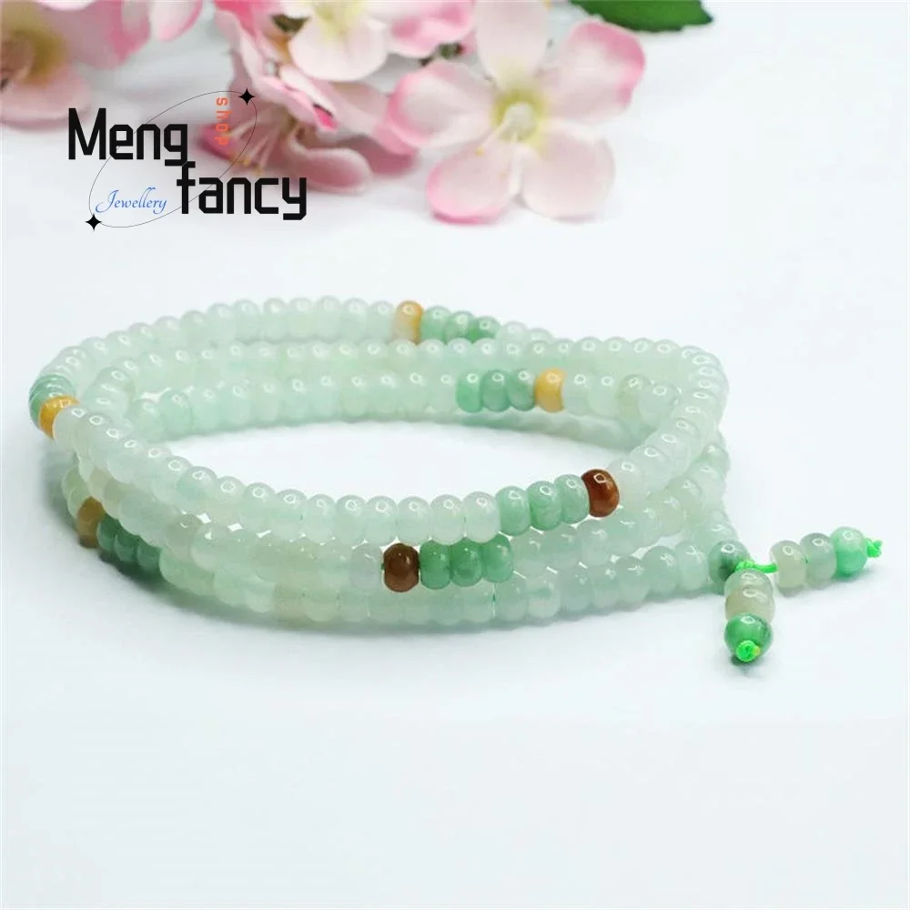 

Natural Burmese Jadeite Necklace Abacus Bead Exquisite Elegant Simple High-grade Multi Loop Jade Stone Bracelet Fashion Jewelry