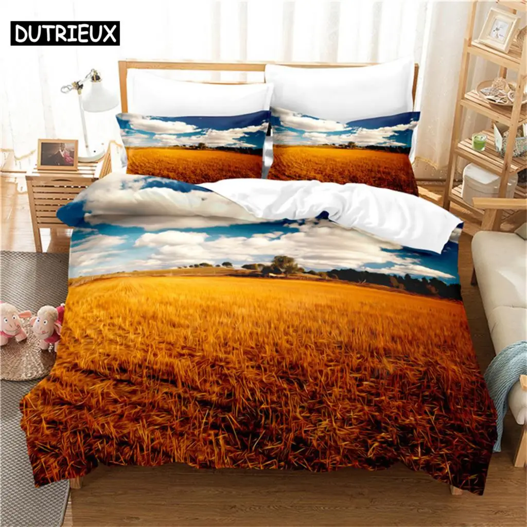 

Ear of rice 3Pcs Bedding Sets 3D Digital Printing Custom Quilt Duvet Cover Set Home Queen King Quilt Pillowcase