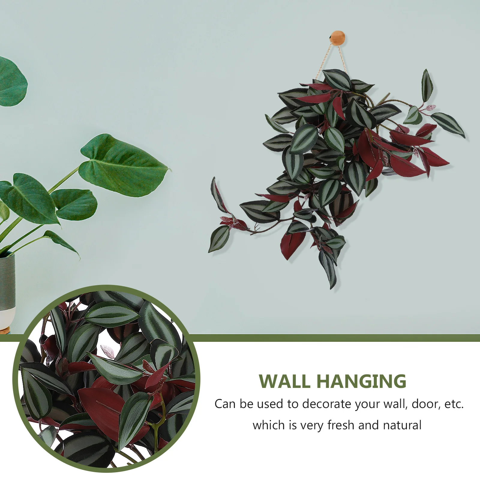 1Pcs Rattan Hanging Ornament Simulation Realistic Wall Decor Pendant Artificial Fake Plant Decoration for Home Party Wedding