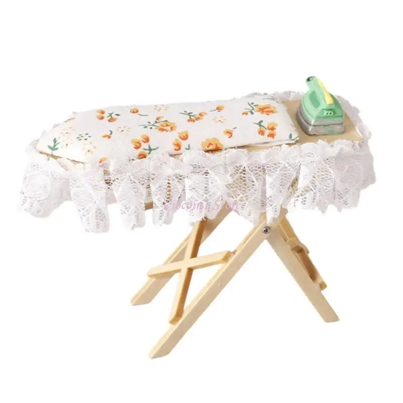 

Y1UB Dollhouses Accessories 1:12 Scale Ironing Board with Iron Miniature Dollhouses Furniture Scale Decoration