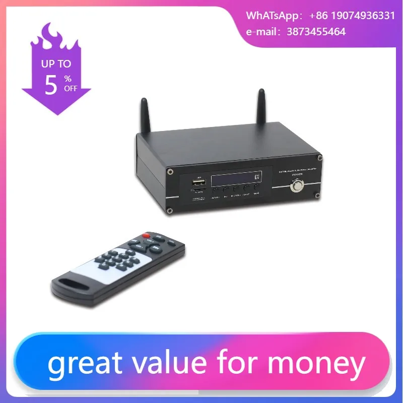 

2 Channels WiFi Network Audio Amplifier With Bluetooth, USB, SD And Aux Inputs,stereo Speaker Outputs, Controlled By APP