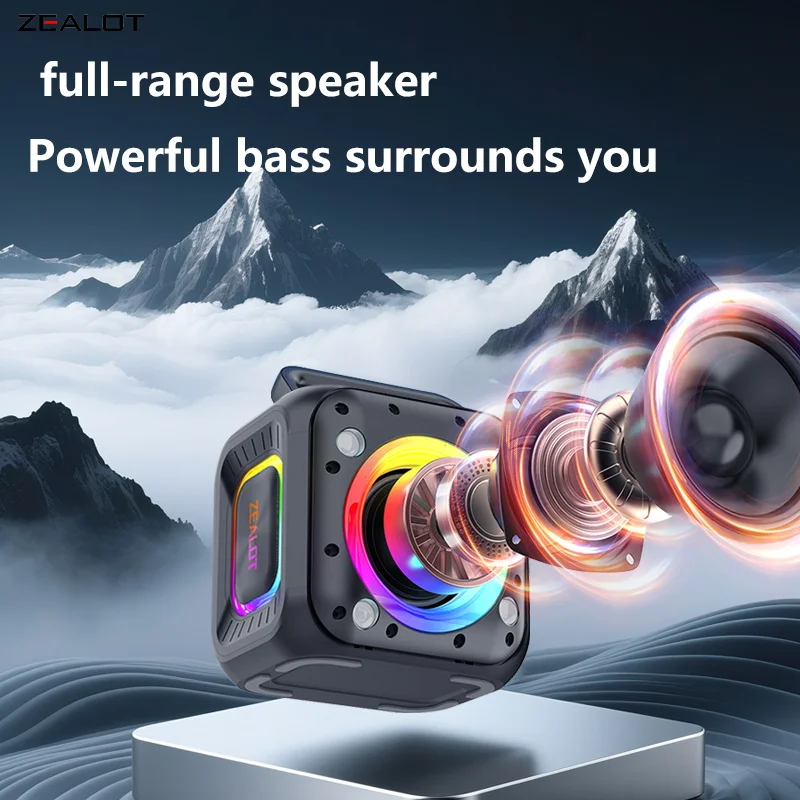ZEALOT PT01  Wireless Speakers 6000mAh Battery,  360° Surround Sound,RGB light,Gift for Music Lovers (Birthday/Christmas)