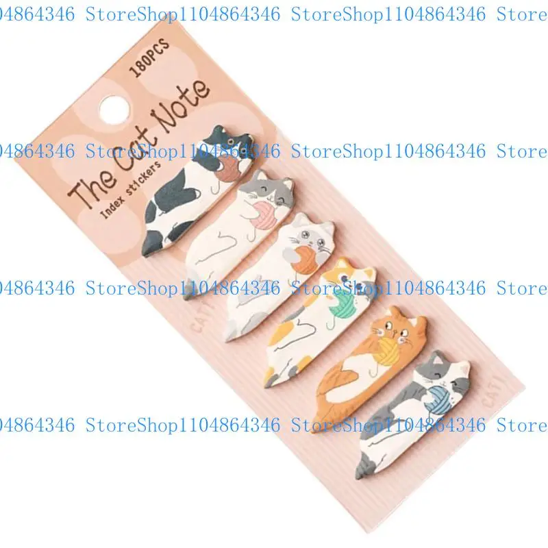 5ASD 180 카운트 새끼 고양이 노트 패드 접착제 인덱스 스티커 페이지 탭 쓰기 가능한 페이지 마커 북마크 노트북 플래너 15x45mm