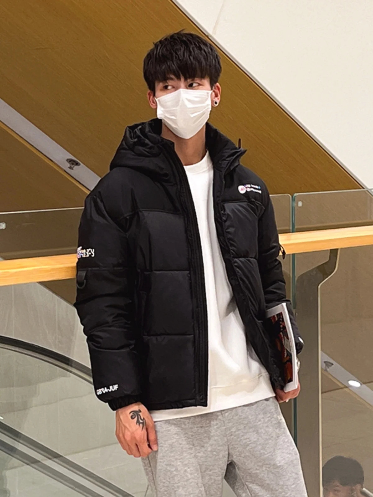 

Winter Thiened Cotton Jaet Men's Loose Bread Sle Coat Warmth Casual ort Length Polyester Fiber Cleanfit Sle Youth P...