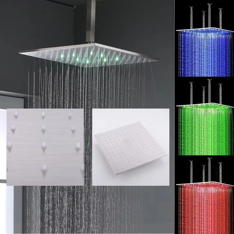 Système de douche thermostatique, système de douche à Diode électroluminescente, robinet de douche de salle de bains avec ensemble de mélangeur à Jet corporel et curseur