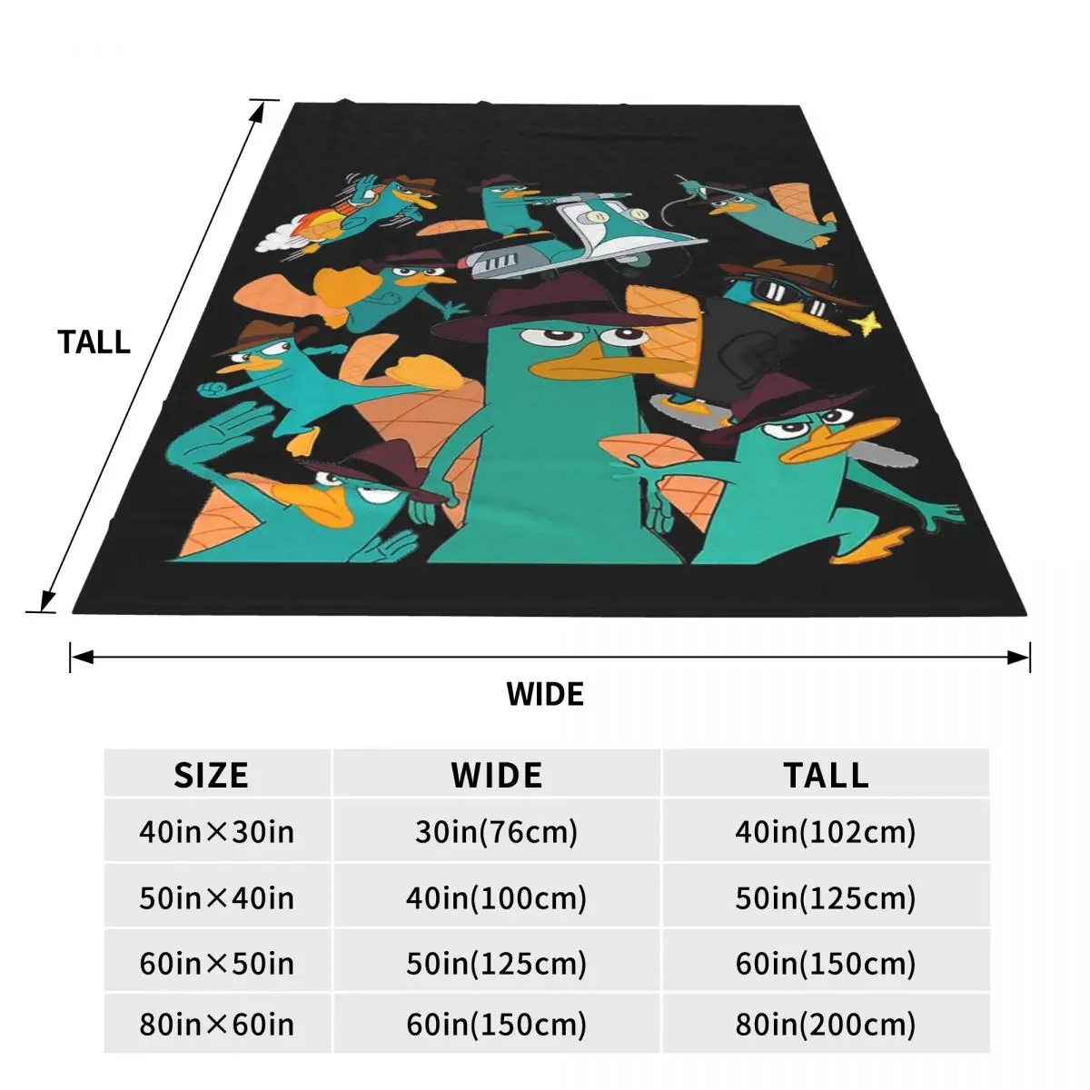 Perry The platipus Phineas dan Ferb kolase desain selimut flanel portabel melempar selimut Sofa melempar selimut untuk tempat tidur Sofa