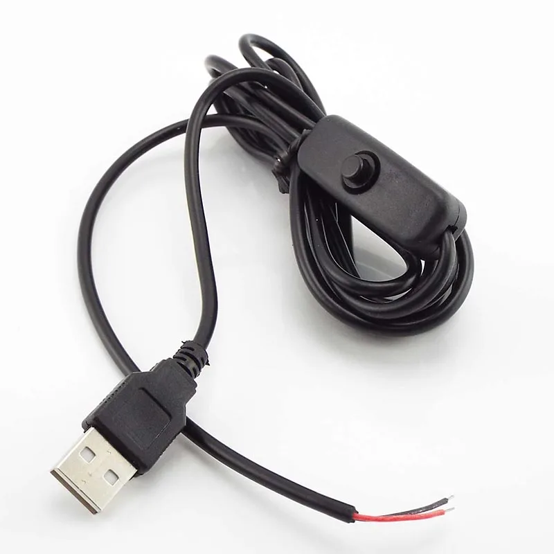 Kabel USB 2m, dengan 501 sakelar kabel listrik tembaga 22awg kawat 3A 5V 12V kabel ekstensi daya USB J17